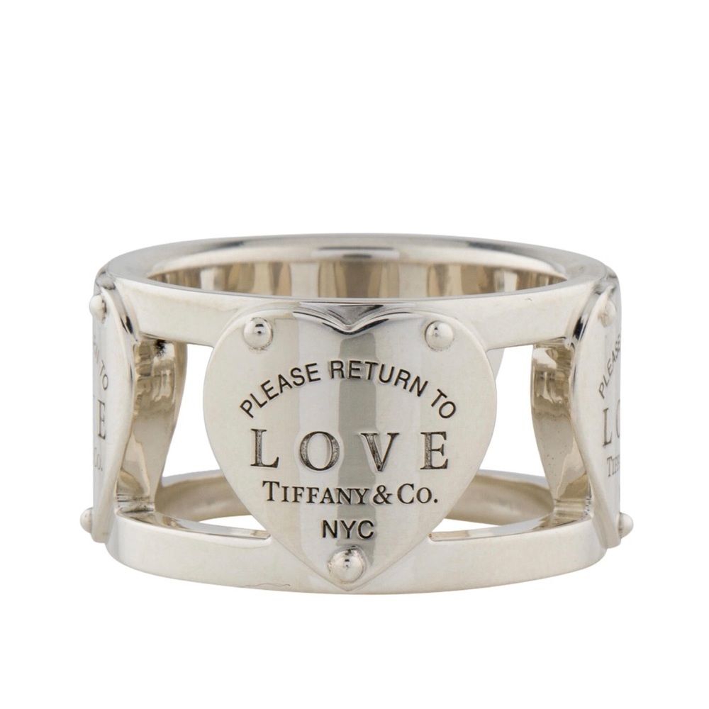 Tiffany & Co. Return to Love 4 Heart Circle Wide Ring, Rare Silver Size 6